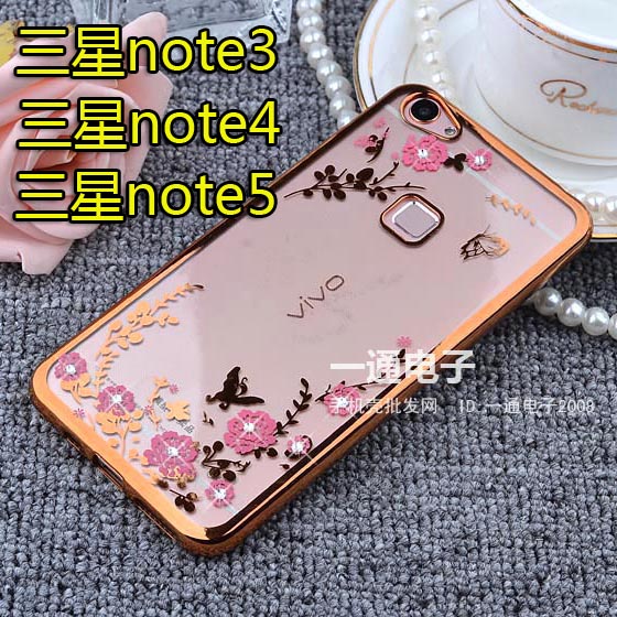 三星note3手機殼note4秘密花園電鍍TPU水鉆奢華note5硅膠廠家直批